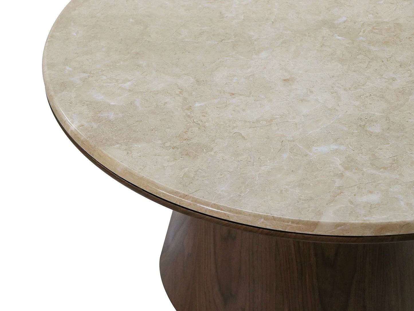 Table Basse Japandi à Pied Conique en Bois et Travertin - Sadura
