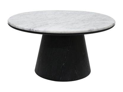 Table Basse Japandi Marbre Blanc et Bois Noir- Sadura