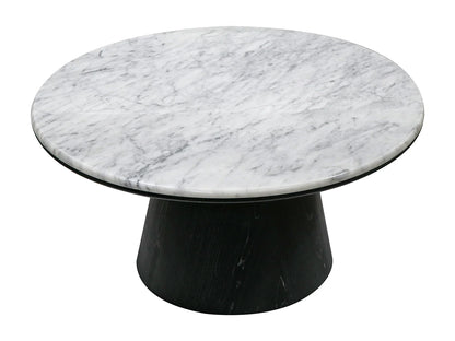 Table Basse Japandi Marbre Blanc et Bois Noir- Sadura