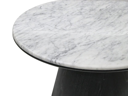 Table Basse Japandi Marbre Blanc et Bois Noir- Sadura
