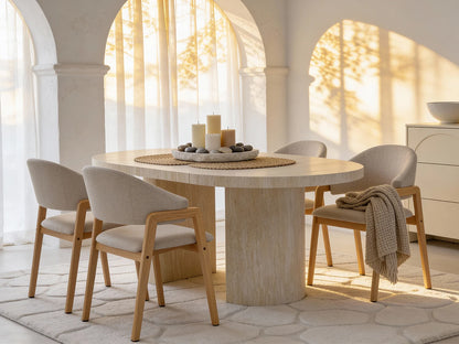 Table Extensible Japandi Mdf Effet Travertin - Sidrina