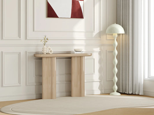 Console Laquée Japandi Minimaliste Beige - Lesona
