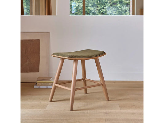Tabouret Japandi Teck Velours Côtelé - Teck