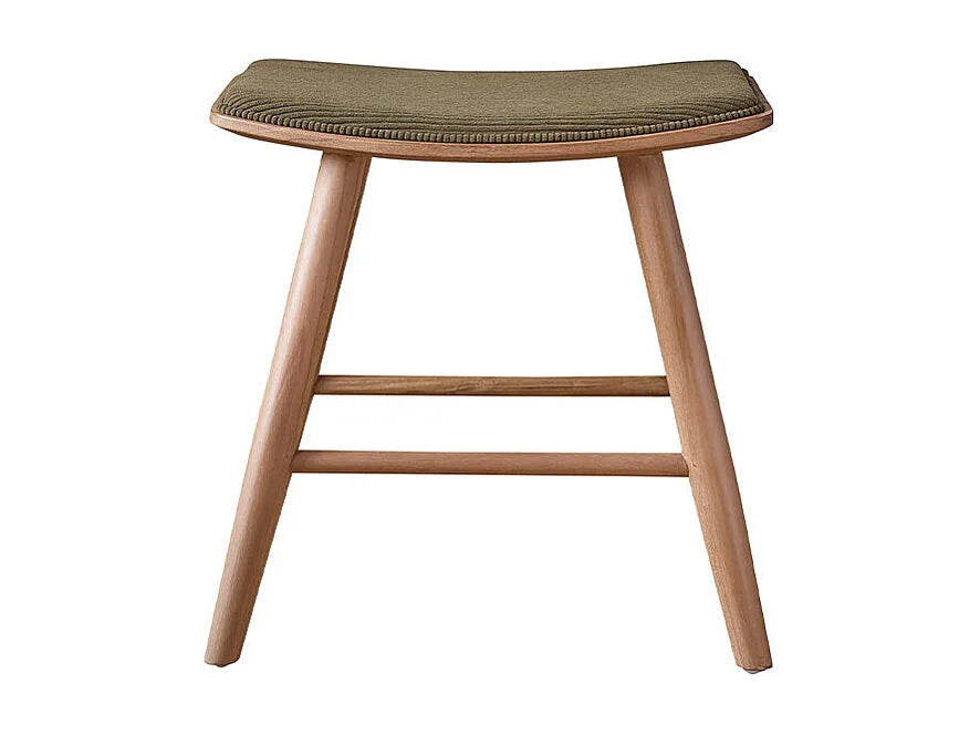 Tabouret Japandi Teck Velours Côtelé - Teck