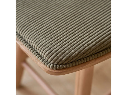 Tabouret Japandi Teck Velours Côtelé - Teck