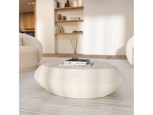 Table Basse Japandi Organique Béton Blanc  - Maui