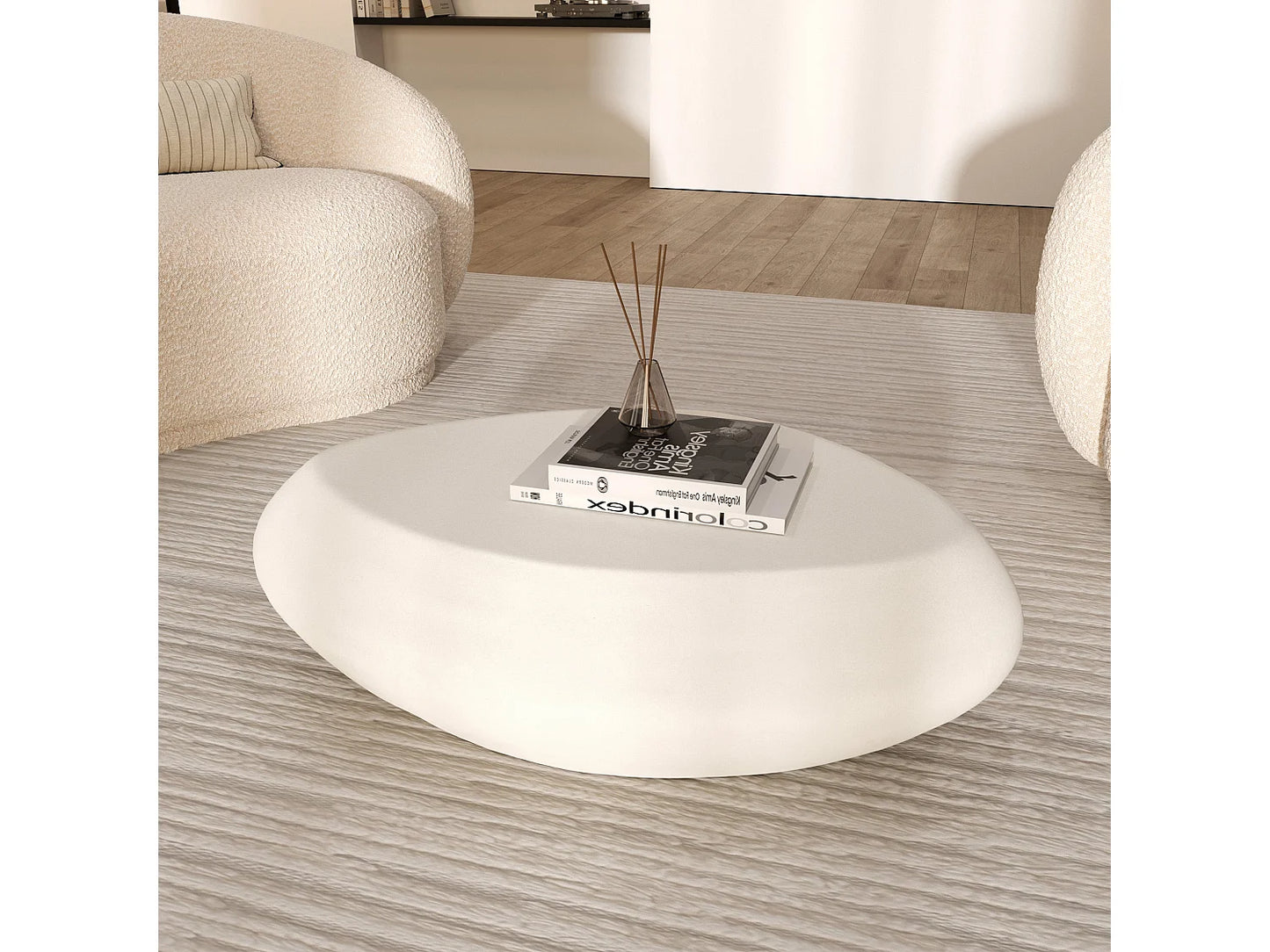 Table Basse Japandi Organique Béton Blanc  - Maui