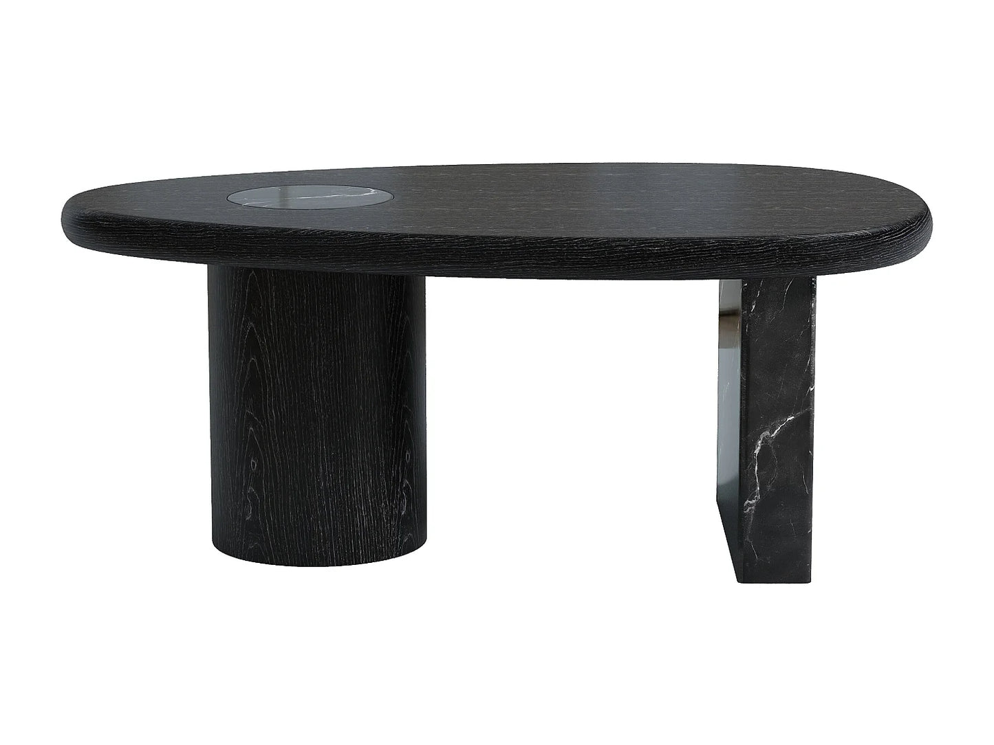 Table Basse Japandi Marbre et Bois Noir - Marsula