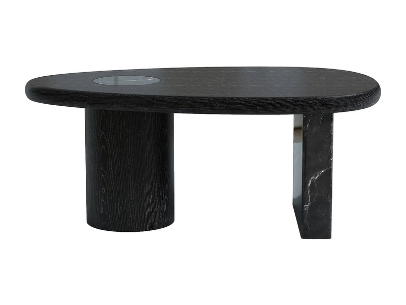 Table Basse Japandi Marbre et Bois Noir - Marsula