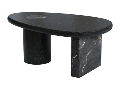 Table Basse Japandi Marbre et Bois Noir - Marsula