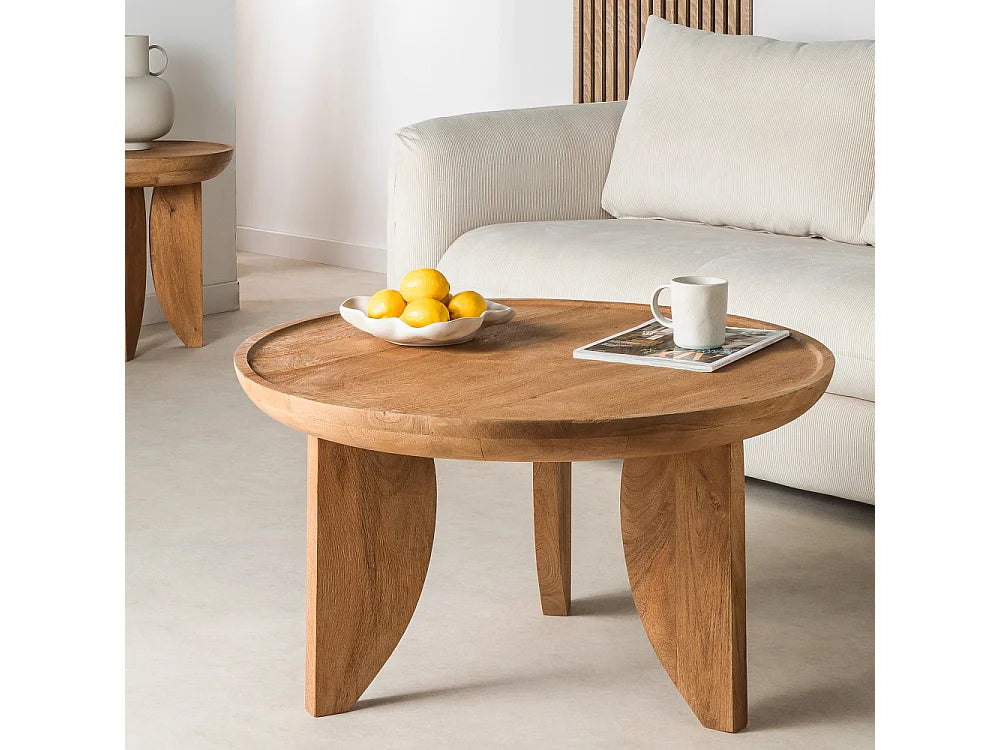 Table Basse Japandi Ronde Bois Massif - Jepara