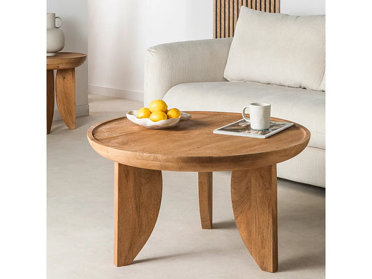 Table Basse Japandi Ronde Bois Massif - Jepara