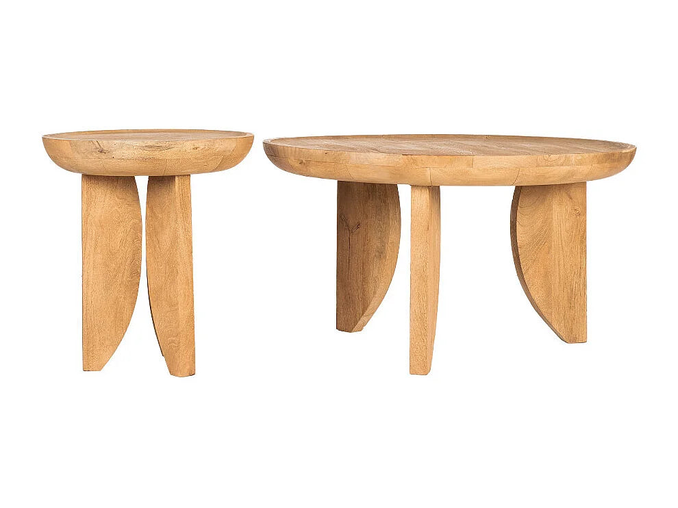 Table Basse Japandi Ronde Bois Massif - Jepara
