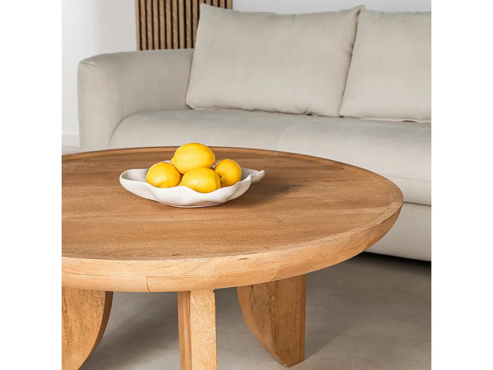 Table Basse Japandi Ronde Bois Massif - Jepara