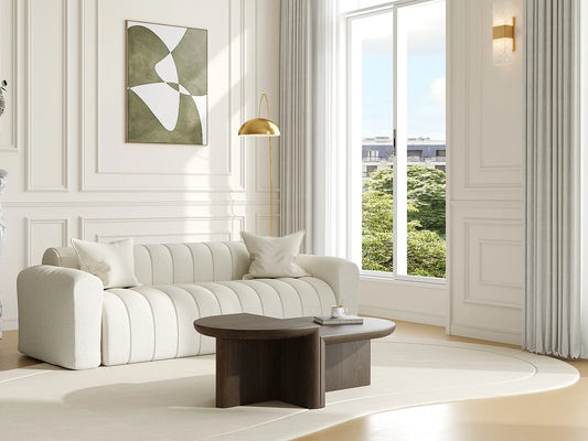 Table Basse Japandi Asymetrique en Noyer - Varaja