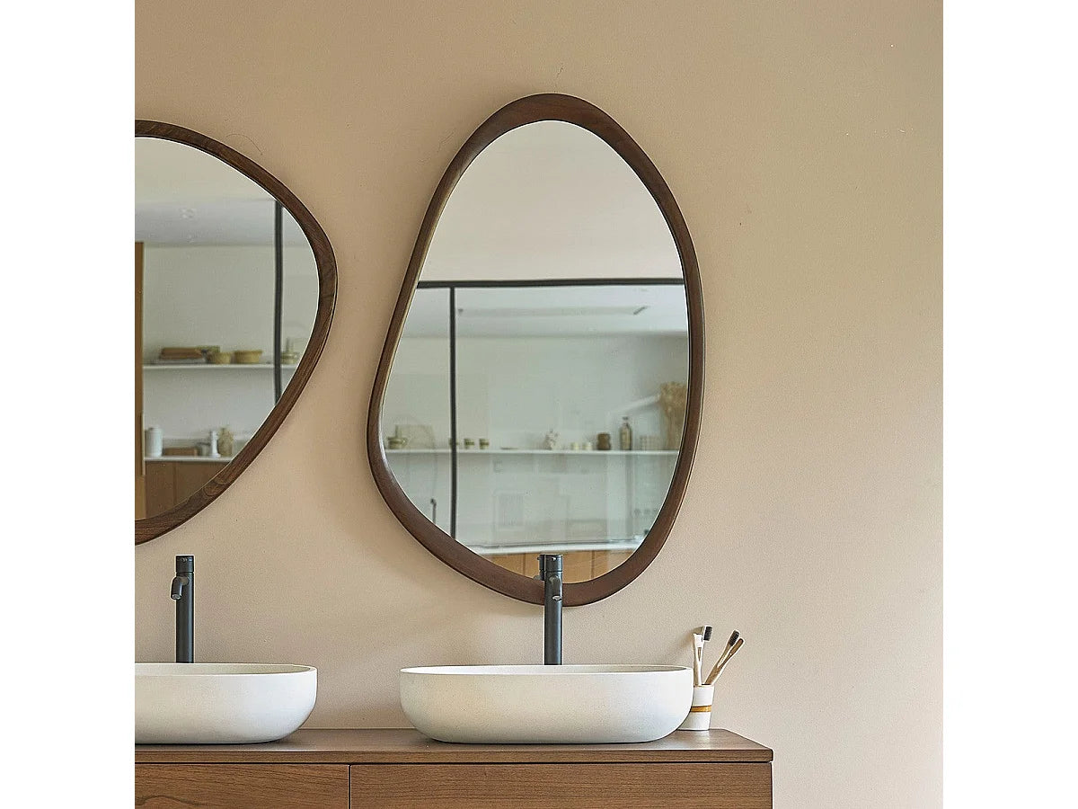 Miroir Forme Japandi Mindi Finition Noyer - Organique