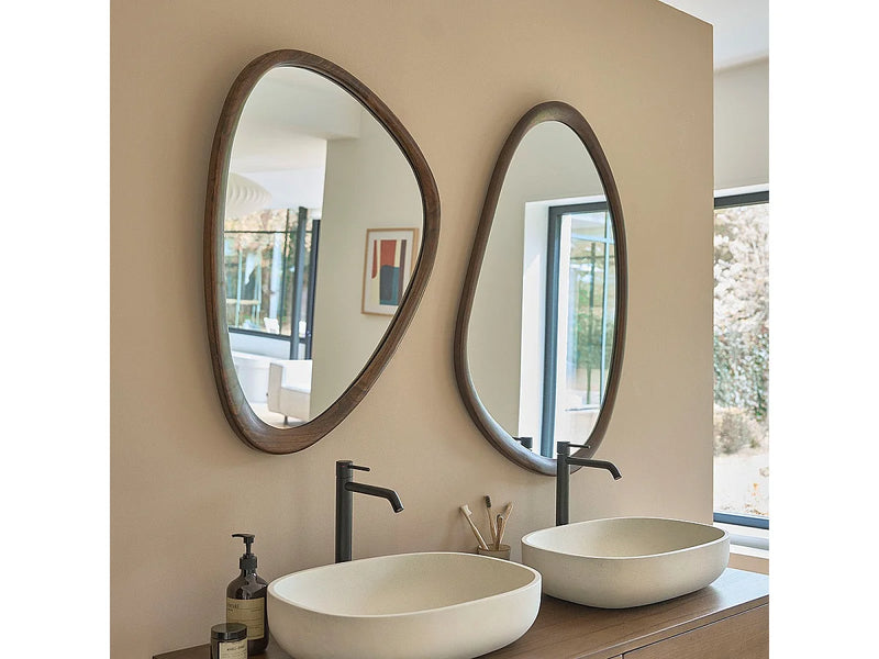 Miroir Forme Japandi Mindi Finition Noyer - Organique