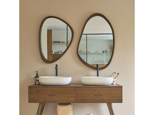 Miroir Forme Japandi Mindi Finition Noyer - Organique