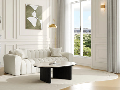 Table Basse Japandi Bois Noir et Marbre Blanc - Cormina