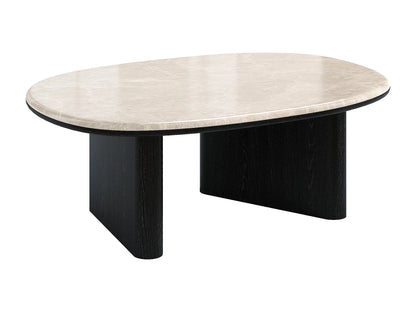 Table Basse Japandi Bois Noir et Marbre Blanc - Cormina