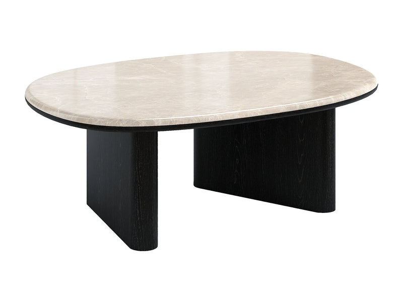 Table Basse Japandi Bois Noir et Marbre Blanc - Cormina
