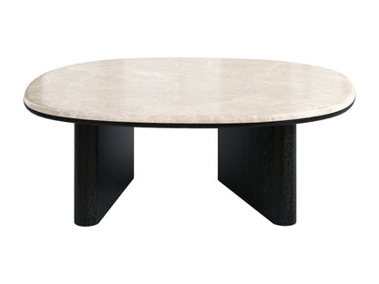 Table Basse Japandi Bois Noir et Marbre Blanc - Cormina