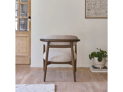 Fauteuil Japandi Bois Massif Et Tissu Beige