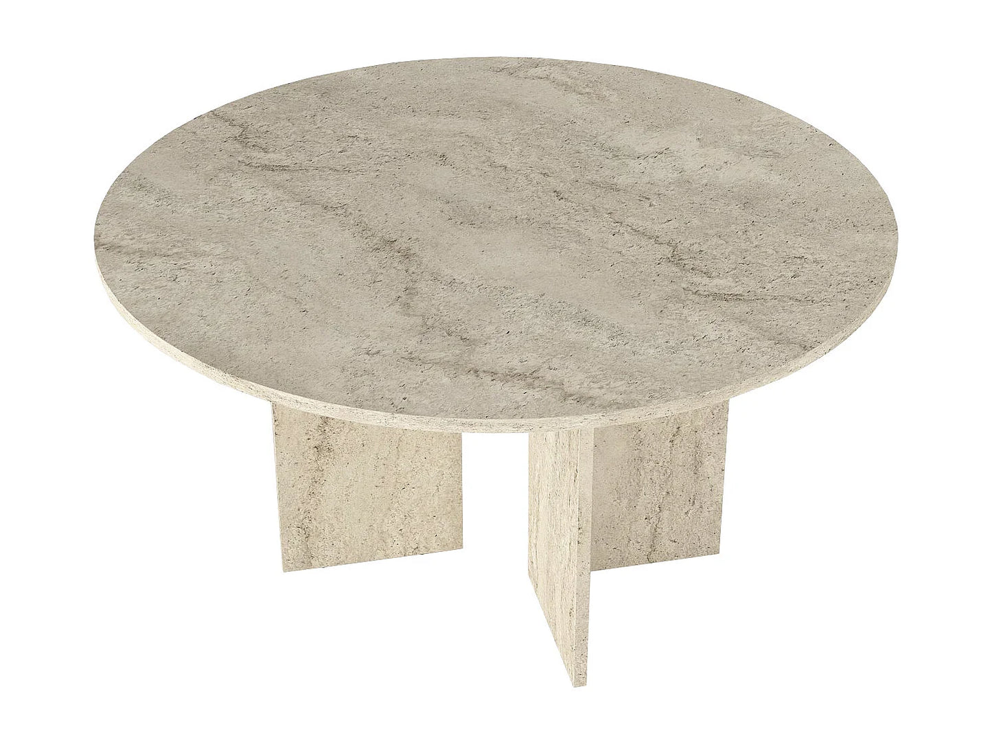 Table Ronde Japandi Six Personnes Travertin - Topania