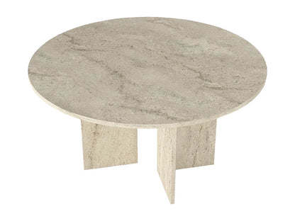Table Ronde Japandi Six Personnes Travertin - Topania