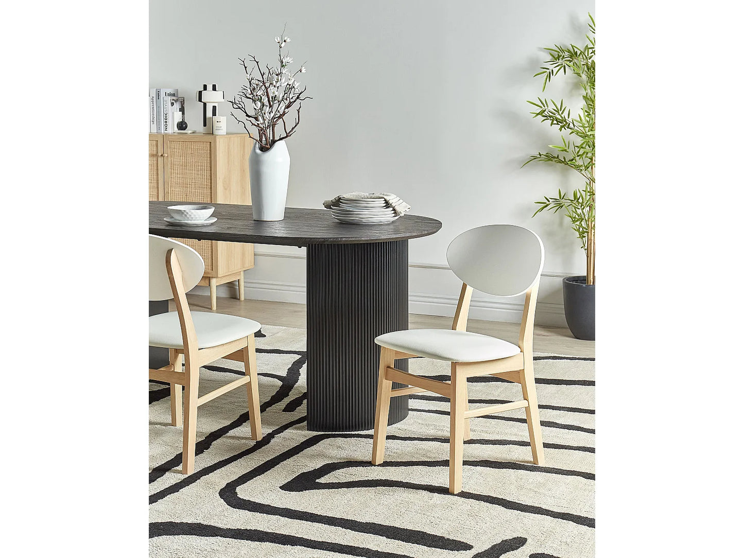 Lot 2 Chaises Japandi Salle À Manger Crème - Amery