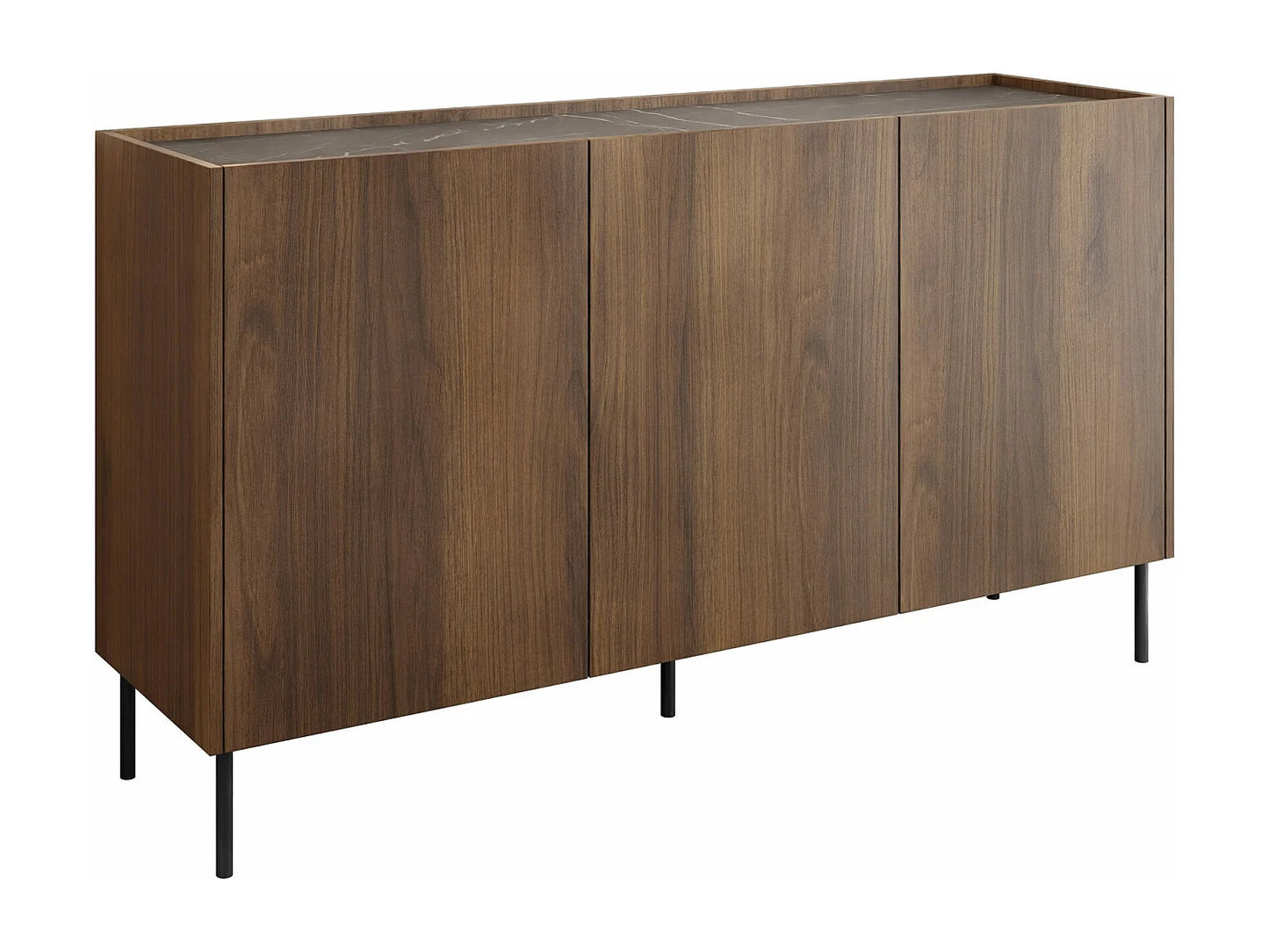 Buffet Marbre Japandi Noir Et Noyer - Belviro