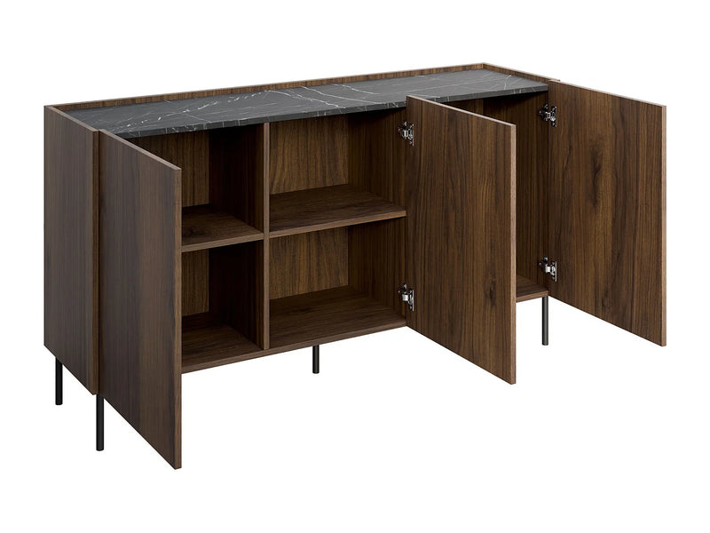 Buffet Marbre Japandi Noir Et Noyer - Belviro