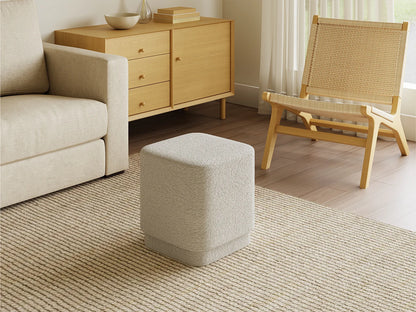 Pouf Galet Japandi Tissu Blanc Cassé - Elvoro