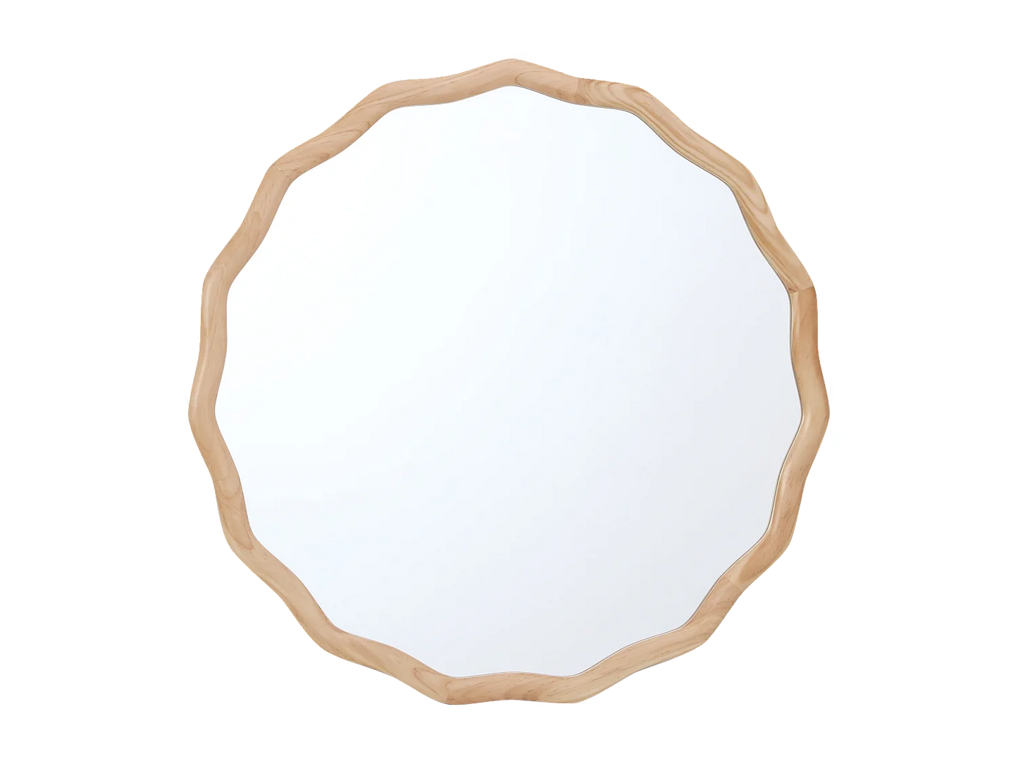Miroir Rond Japandi Bois Clair Ondulé - Ondulé