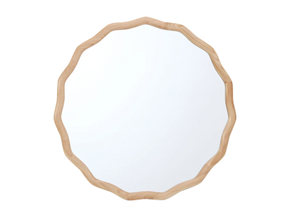 Miroir Rond Japandi Bois Clair Ondulé - Ondulé