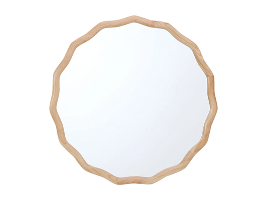 Miroir Rond Japandi Bois Clair Ondulé - Ondulé