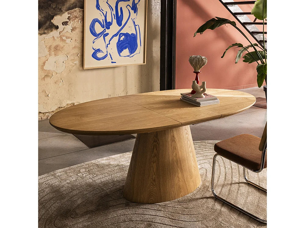 Table Ovale Japandi Extensible Bois Clair - Cami