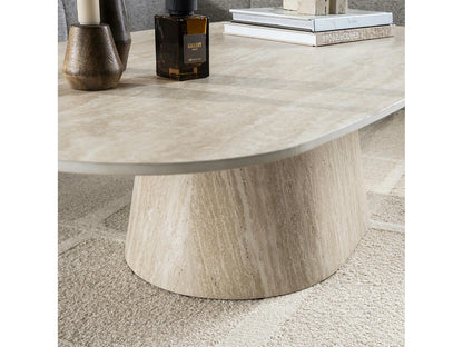 Table Basse Japandi Céramique Effet Travertin - Ascoli