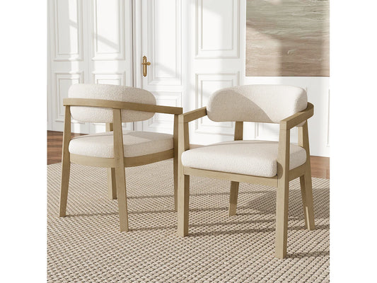 Duo Chaises Japandi Moderne Bouclée Naturel - Massif