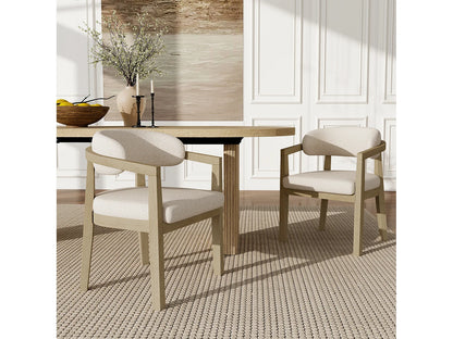 Duo Chaises Japandi Moderne Bouclée Naturel - Massif