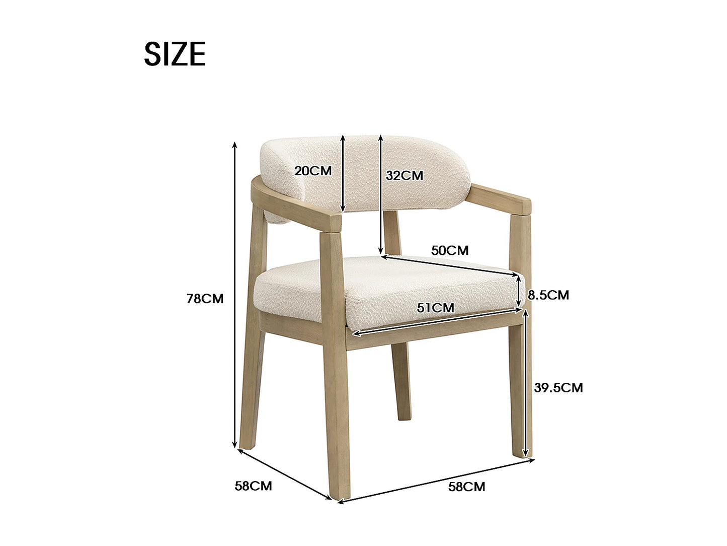 Duo Chaises Japandi Moderne Bouclée Naturel - Massif