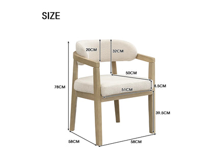 Duo Chaises Japandi Moderne Bouclée Naturel - Massif
