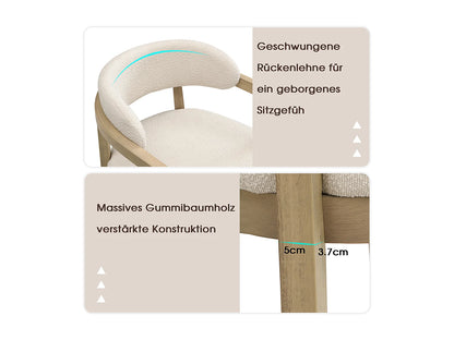 Duo Chaises Japandi Moderne Bouclée Naturel - Massif