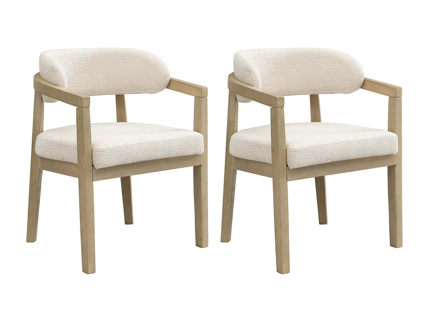 Duo Chaises Japandi Moderne Bouclée Naturel - Massif
