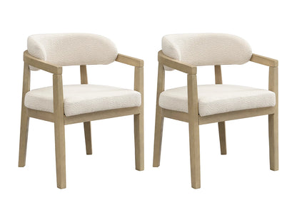Duo Chaises Japandi Moderne Bouclée Naturel - Massif