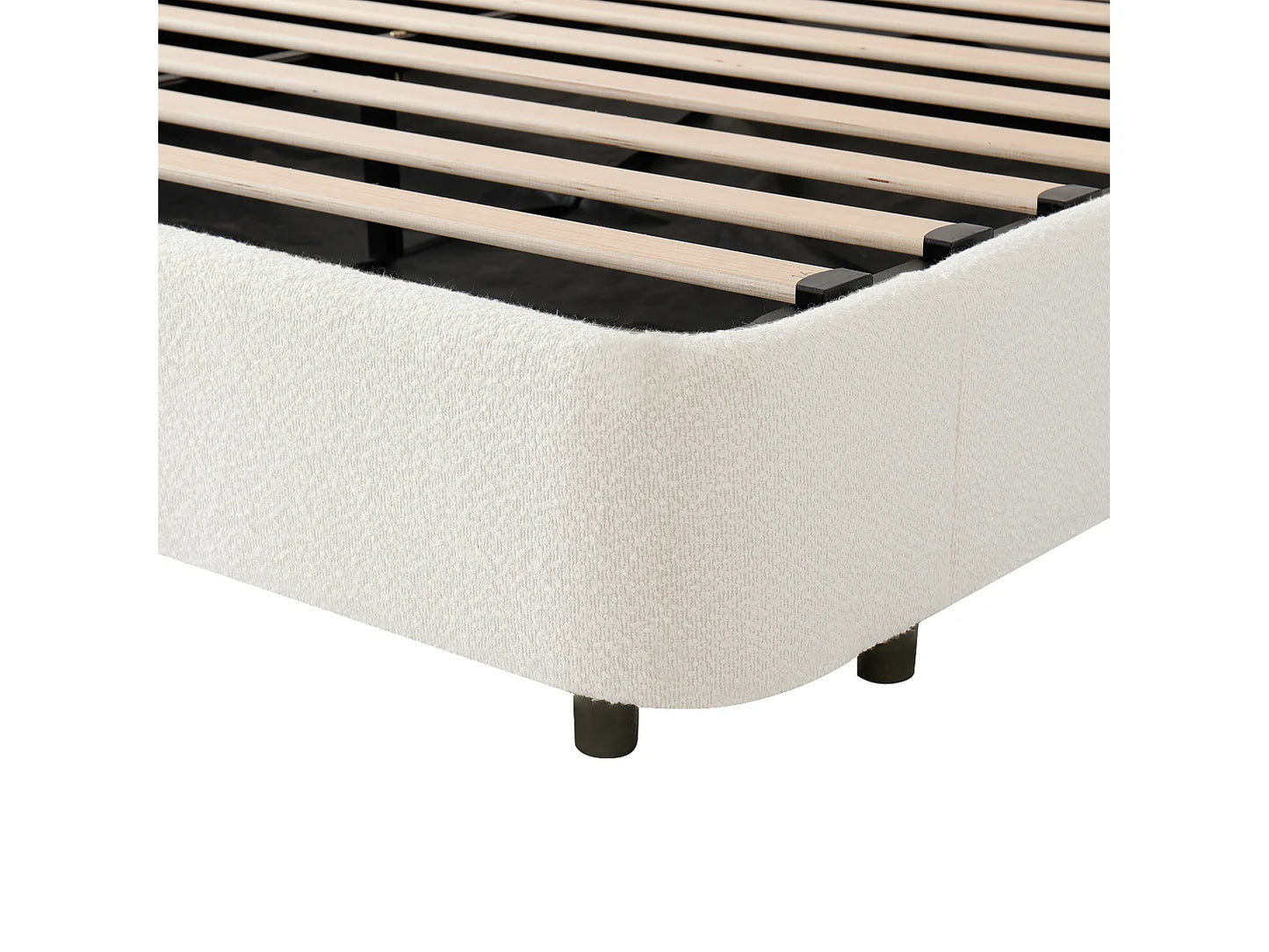 Lit Coffre Japandi Bouclette Blanc Usb - Blanc