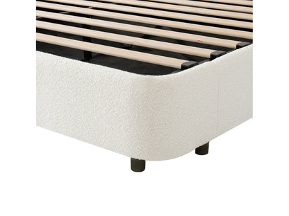 Lit Coffre Japandi Bouclette Blanc Usb - Blanc