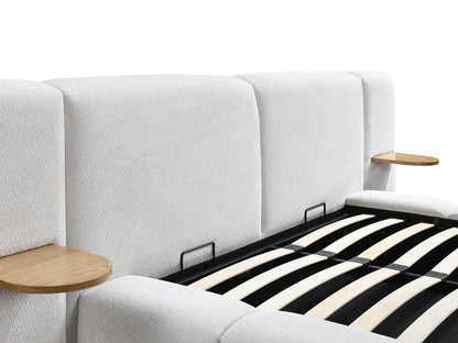 Lit Coffre Japandi Chevets Intégrés Beige - Vilaco
