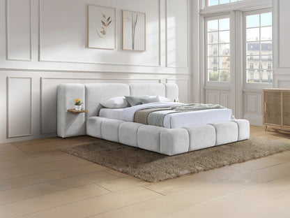 Lit Coffre Japandi Chevets Intégrés Beige - Vilaco