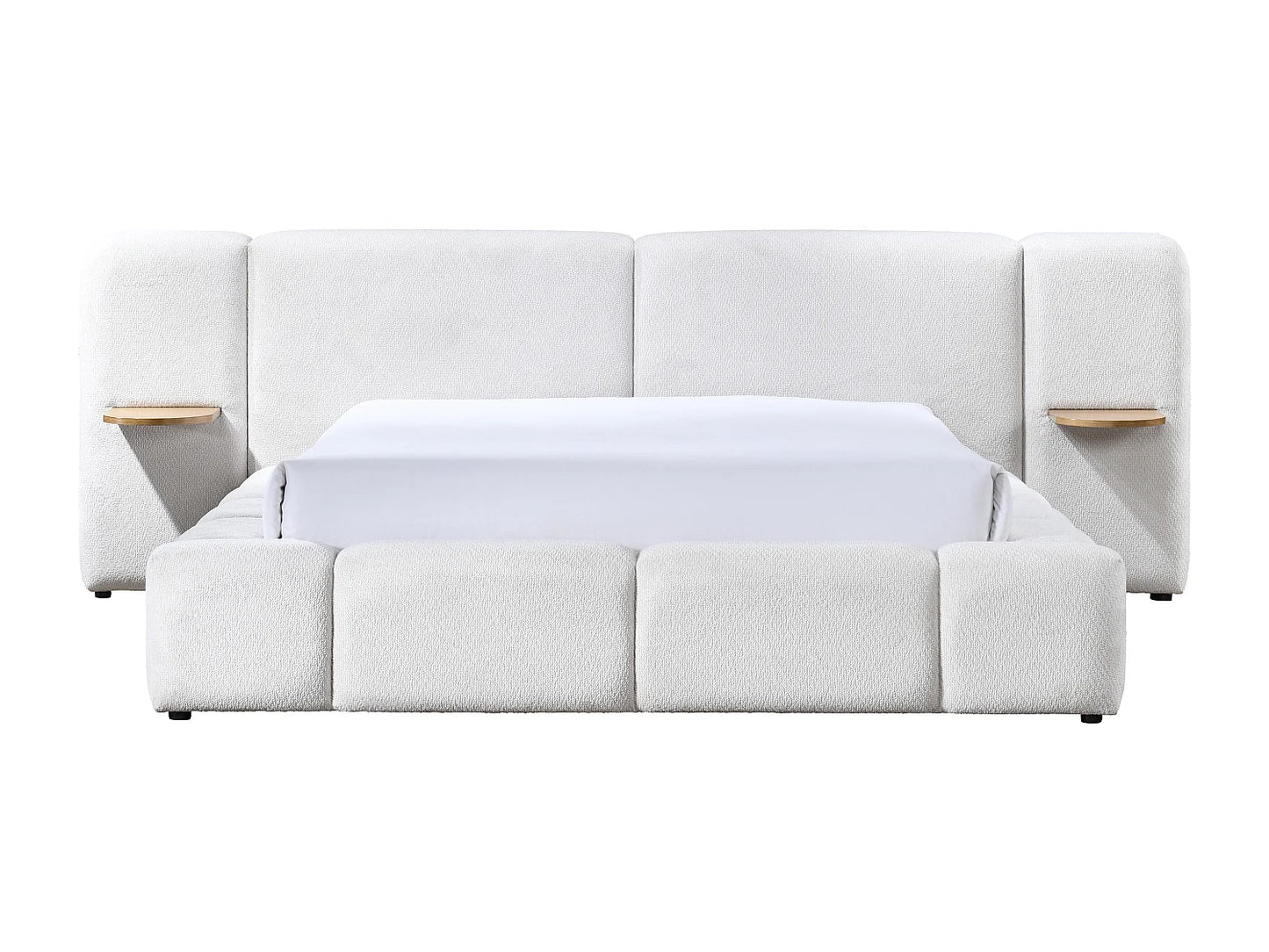 Lit Coffre Japandi Chevets Intégrés Beige - Vilaco